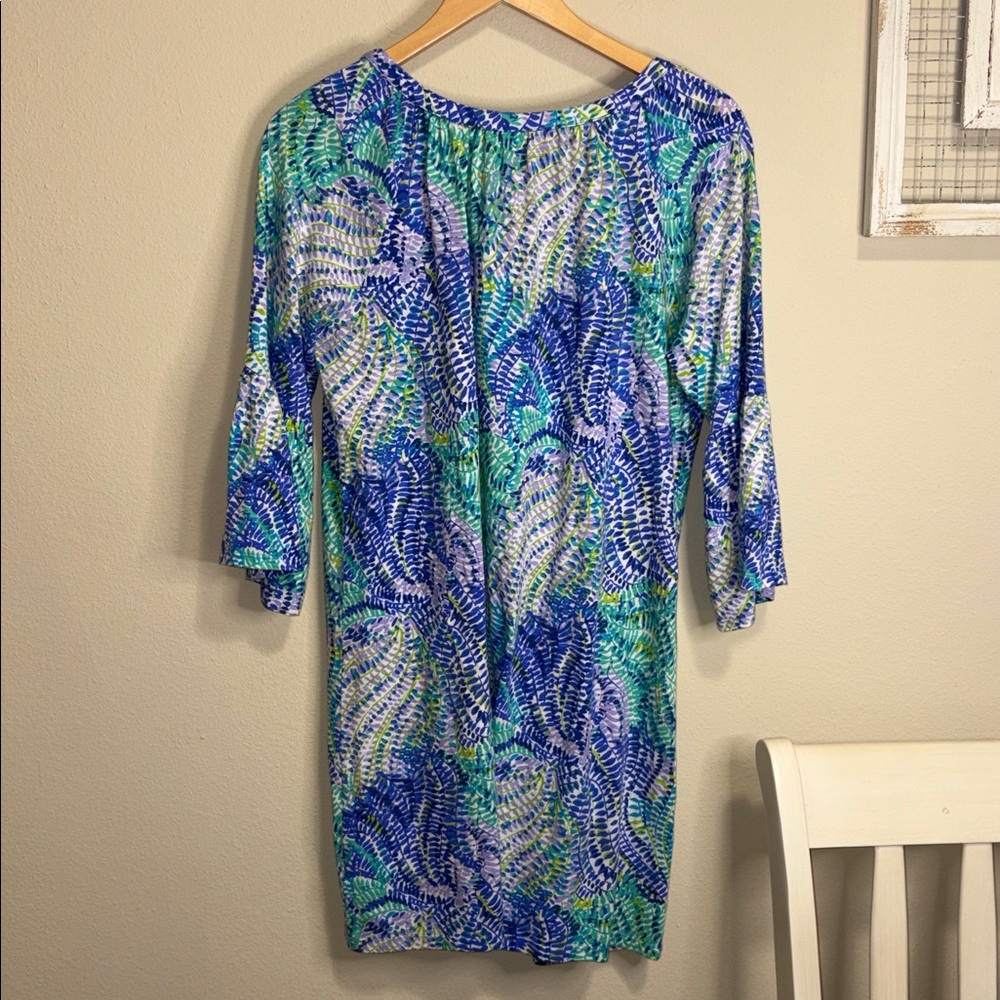 LILLY PULITZER DEL LAGO TUNIC DRESS in BLUE CURRENT FANTASEA Size Large - Picture 6 of 6